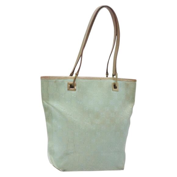 GUCCI GG Canvas Tote Bag Light Blue Gold 002 002 - Picture 1 of 16